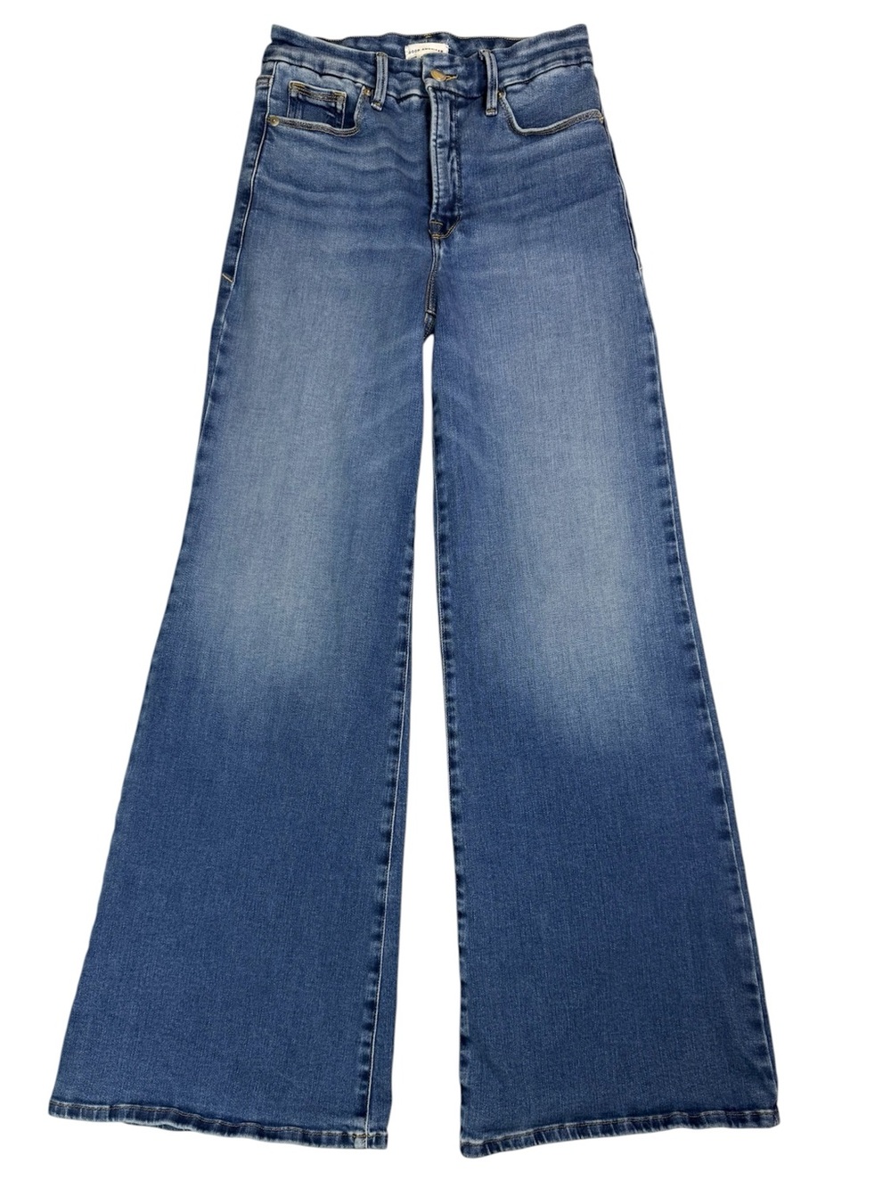 Good American Good Waist Palazzo Soft Tech Jeans 6/28 High Rise Wide Leg